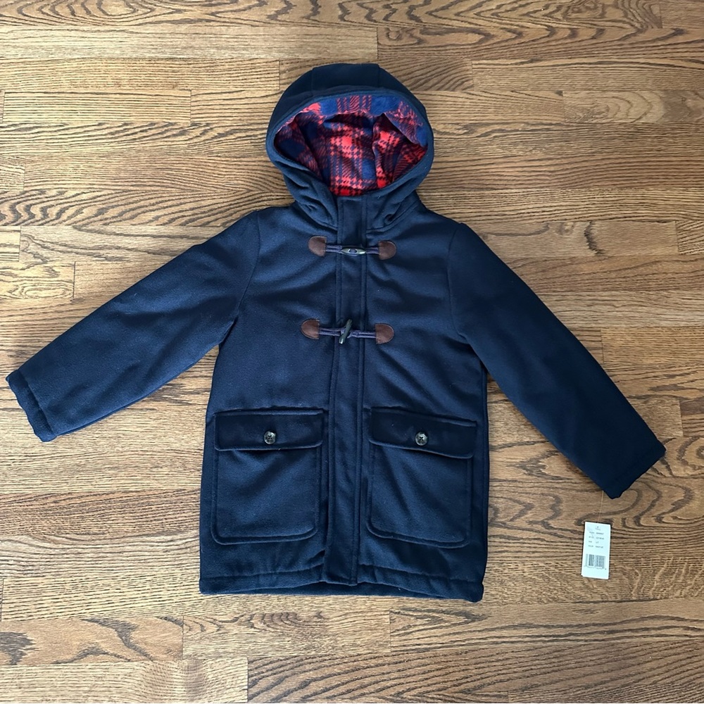 NWT Size 7 Kids Navy Hooded Dress Peacoat with Toggle Buttons